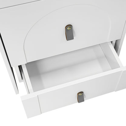 Opbergkruk – Opbergstoel – Nachtkastje – Kaptafel – Zitkruk – Wit – Bamboe – Ingebouwde Spiegel – Compact Design