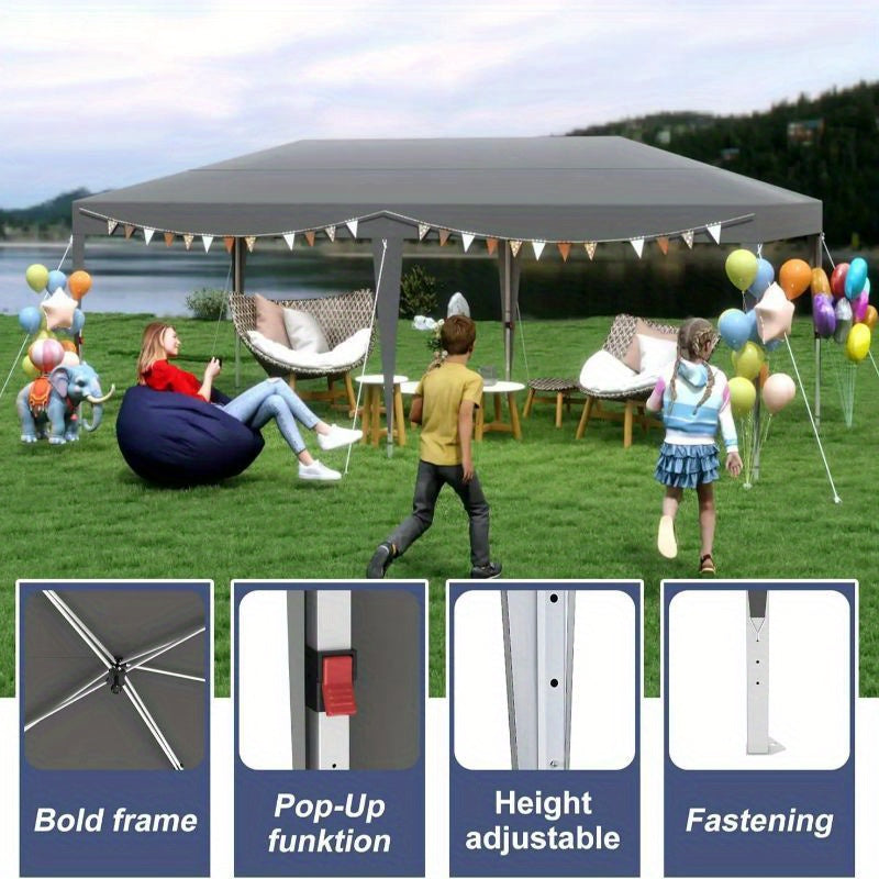 Feesttent – Partytent – Paviljoen – Tuinkamer – Tuintent – 3x6 meter – Waterdicht Polyester – UV-Bescherming & Windbestendig - Grijs
