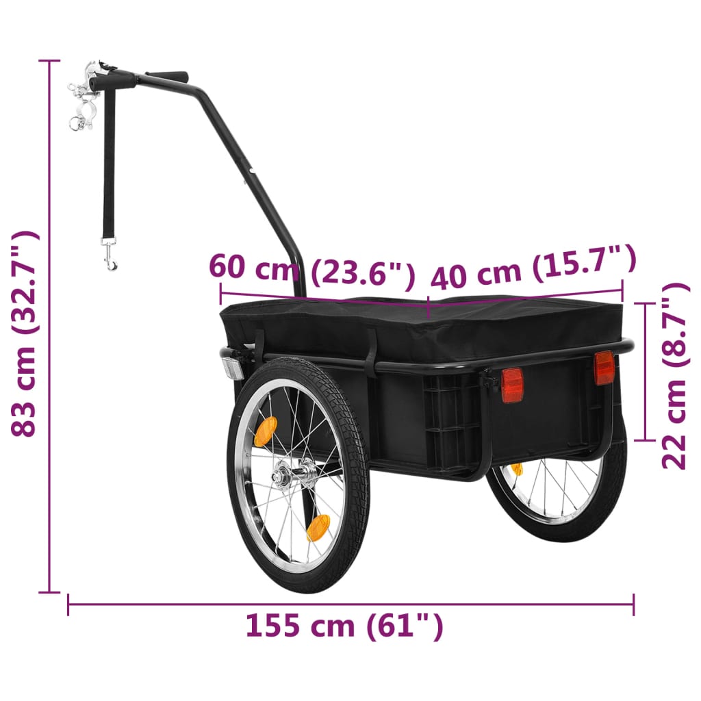 Fietskar – Fietstrailer – Bagagekar – Transportkar – Handwagen – Draagvermogen 50 kg – Stevig Metalen Frame