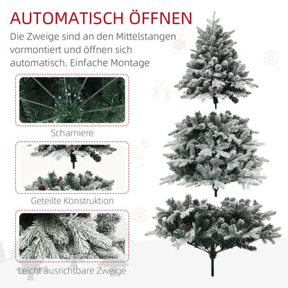 Kunstkerstboom – Nepkerstboom – Kerstboom Met Verlichting – LED Kerstboom – Sneeuwkerstboom – 180 Cm Hoog – Vuurvast Met Metaal