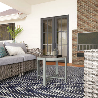 Bijzettafel – Bijzettafeltje – Sidetable – Tuinmeubel – Balkon Tafel – Grijs – Weerbestendig Aluminium – Marmerlook Blad – Compact Design – Onderhoudsvriendelijk