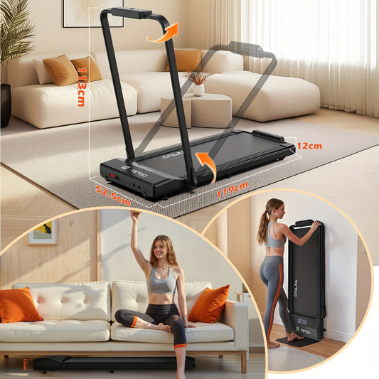 4-In-1 Collapsible Treadmill | 12 Predefined Workouts | 0.75HP Quiet Motor | LCD Screen Featuring 3/6 Quick Speed Buttons | APP + Remote + Control Panel for Triple Operation | Integrated Music Speakers | 120KG Weight Limit Co
