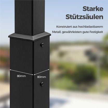 Pergola – Tuinpaviljoen – Prieel – Terrasoverkapping – Zonwering – Waterdicht schuifdak – Stabiel metalen frame 3,1x3,1 m