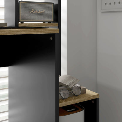 Computertafel – Bureau – Computerbureau – Bureautafel – Werkplek – 114x45x138 cm – Metaal en Spaanplaat – Met Opbergruimte