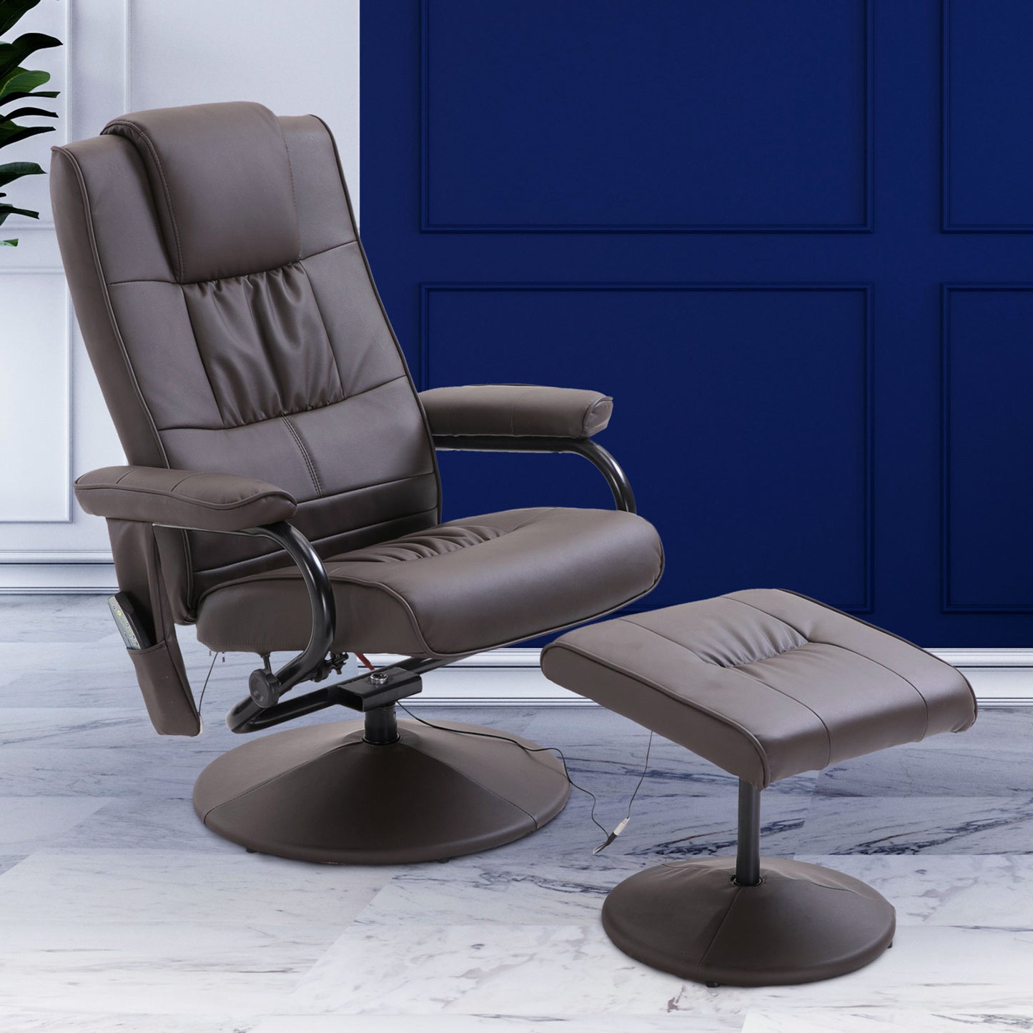 Massagestoel – Relaxstoel – Ontspanningsstoel – Vibratiestoel – Massagefauteuil – Bruin – 10 Vibratiepunten – Afstandsbediening