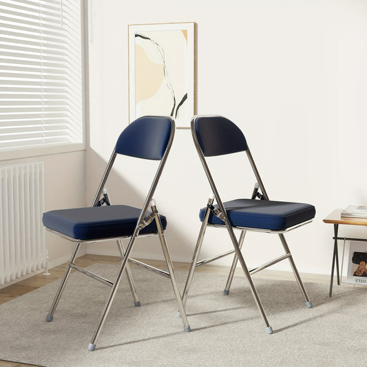 Set Of 2 PU Leather Dining Chairs 2pcs Conference Chairs - No Assembly Required, Stackable Office Dining Chairs for Meeting Room, Cafeteria, Reception & Events, Dining Chairs with Arms, Foldable Dining Chair, Chairs for Dinin