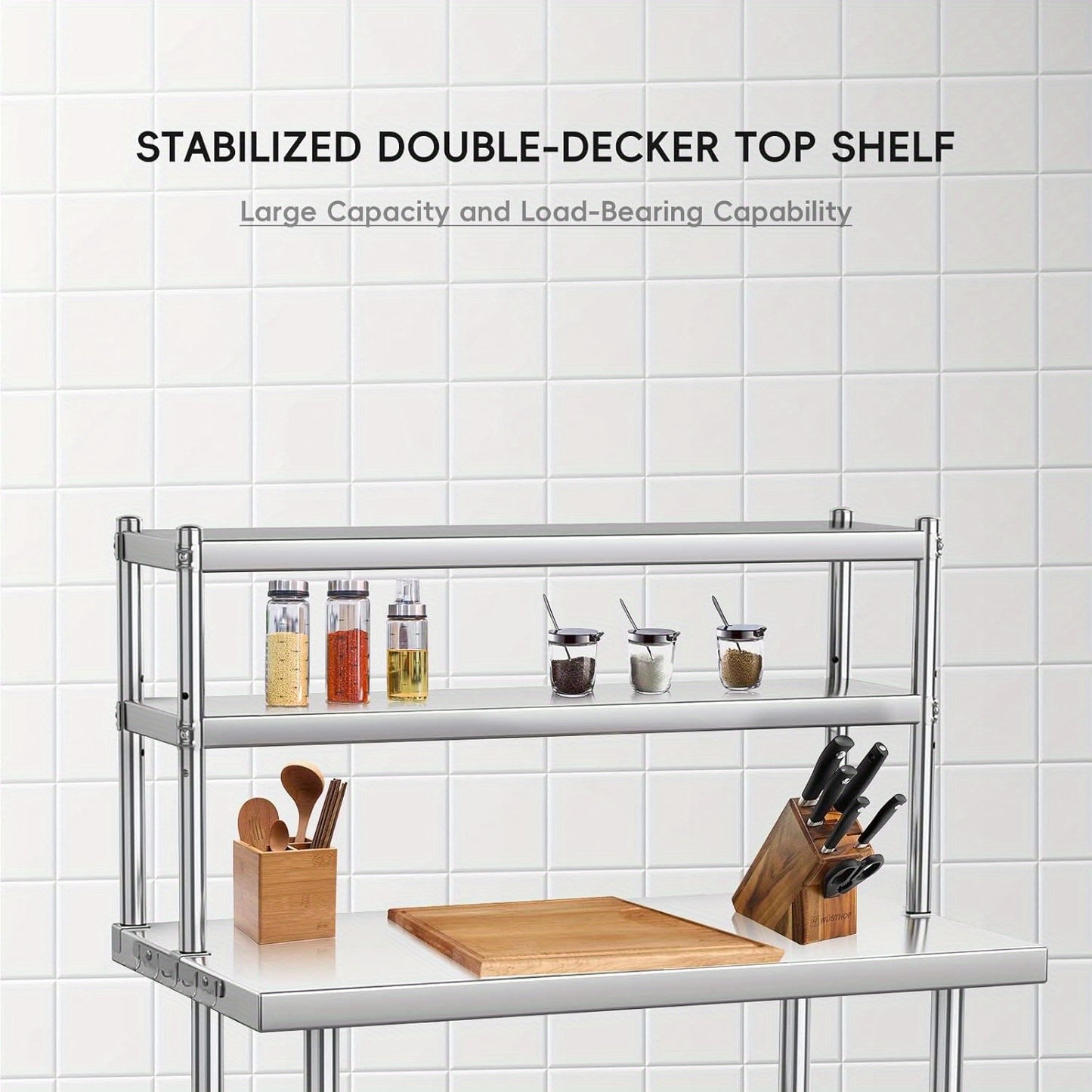 Werktafel RVS – Werkbank – Werktafel Keuken – Werkbank Garage – 99,06 x 60,96 cm – Zwaar Belastbaar Tot 660 kg – Verstelbare Poten & Afneembare Planken