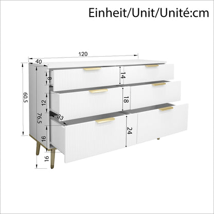 Modern 6-Drawer -Standing Cabinet/Sideboard - Lightweight Sturdy Frame Suitable for, Bedroom & Hallway - Elegant Storage Unit with Spacious Drawers, Modern Furniture (Assembly Required)