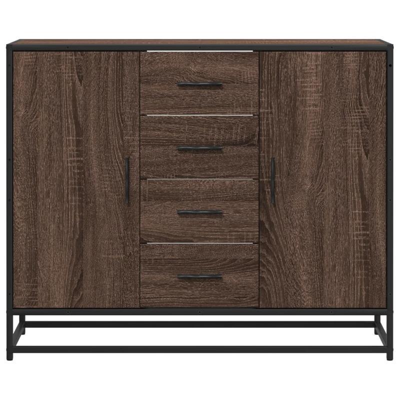 Modern Contemporary Sideboard Cabinet 92x35x76cm - Hardwood & Particle Board, 3 Drawers, 2 Doors, Removable Shelves, No Assembly Required, Floor-Standing Storage for Living Room, Bedroom, Office, Cabinet Storage, Bedroom Orga