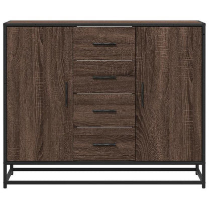 Modern Contemporary Sideboard Cabinet 92x35x76cm - Hardwood & Particle Board, 3 Drawers, 2 Doors, Removable Shelves, No Assembly Required, Floor-Standing Storage for Living Room, Bedroom, Office, Cabinet Storage, Bedroom Orga