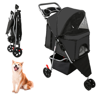 Hondenbuggy – Dierenwagen – Huisdierenwagen – Wandelwagen – Dierenbuggy – Lichtgewicht Met Metalen Frame – Opvouwbaar Met Grote Opbergmand