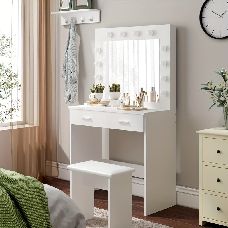 Kaptafel – Make-up Tafel – Schminktisch – Verzorgingstafel – Vanity – Zwart Ontwerp – Twee Grote Laden – Ruime Spiegel – Compact Formaat