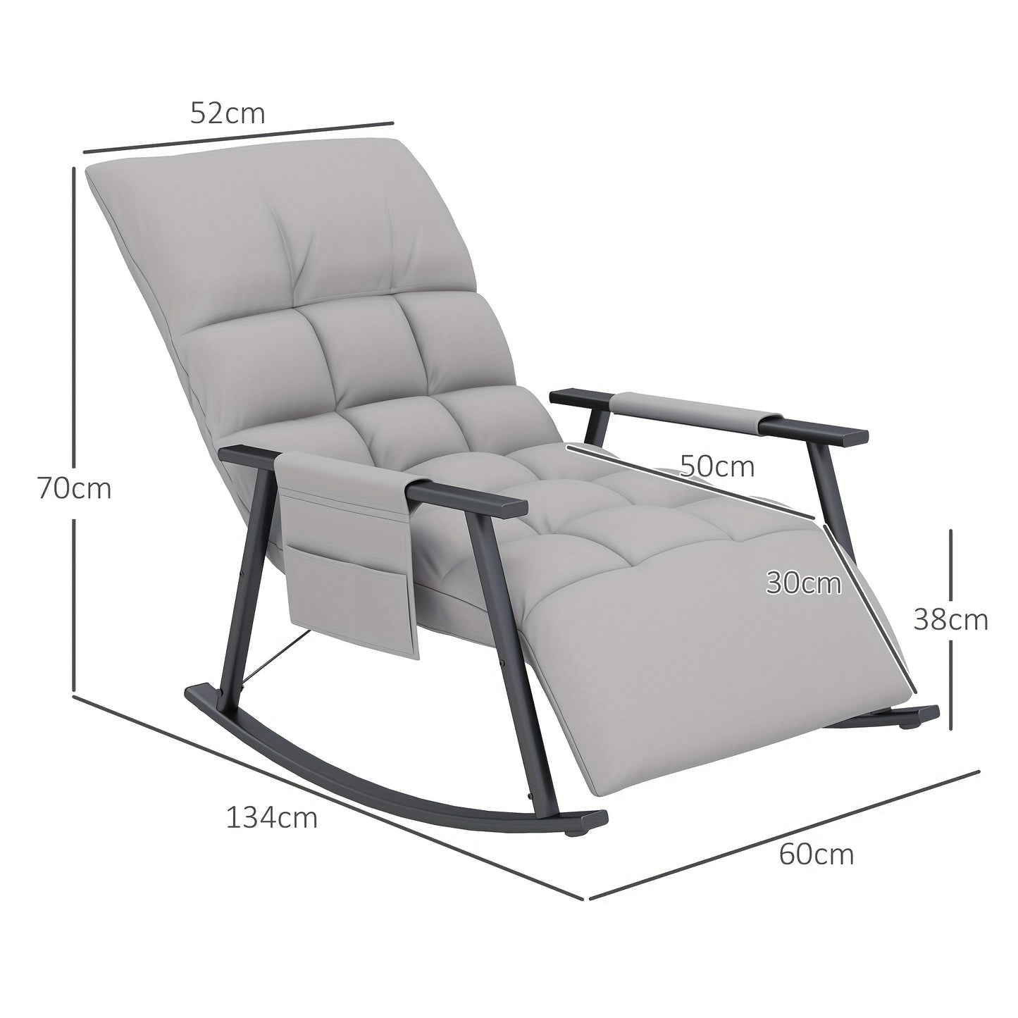 Schommelstoel – Relaxstoel – Fauteuil – Loungestoel – Voedingsstoel – Extra brede Zitting – Handmatig Verstelbare Rugleuning
