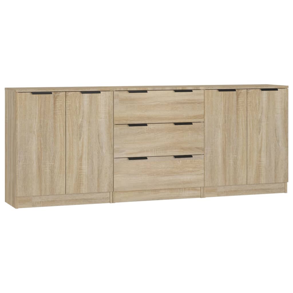 Opbergkast – Dressoir – Ladekast – Kast – Sideboard – Sonoma Eiken – 3 Lades – Vochtbestendig Material