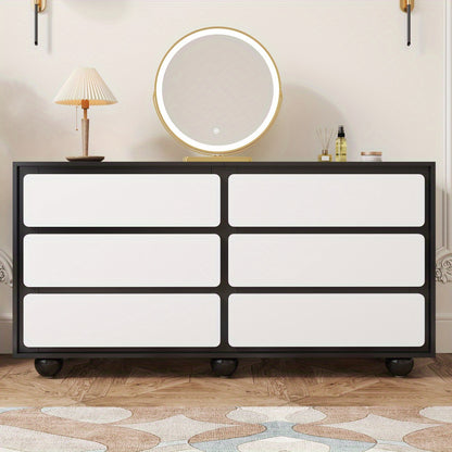 Ladekast – Ladenkast – Kommode – Dressoir – Opbergkast – Wit & Zwart – 6 Lades – Duurzaam Niet-Houten Materiaal – Geen Montage Nodig – Compact Voor Kleine Ruimtes