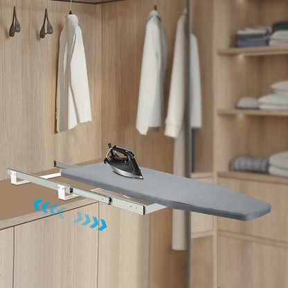 Space-Saving Closet Pull-Out Ironing Board - Heavy-Duty Retractable ironing board with 180° Rotation, Compact Storage Cabinet Organizer, Carbon Steel Construction & Non-Slip Surface - Ideal for Apartments, Dorms, Small Space