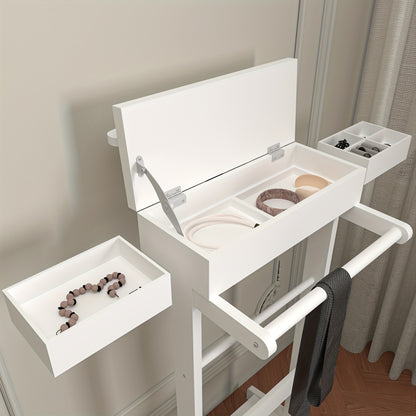 Kledingrek – Kledingstandaard – Jasrek – Garderoberek – Staande Kapstok – Wit Houten Design – Met Opbergruimte en Schoenenrek – Compact en Duurzaam