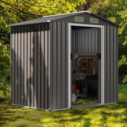 Tuinhuisje – Tuinschuur – Gereedschapsschuur – Berging – Metaal – Gegalvaniseerd Staal – Schuifdeur Met Slot – Ventilatieroosters