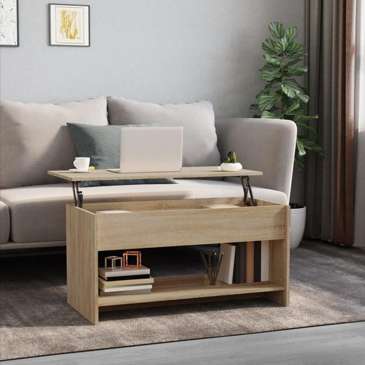 Modern Rectangular Solid Acacia Wood Coffee Table - 102x50x52, 5cm Oak-Colored Contemporary Design, Lightweight & Durable, Easy Assembly, No Power Needed, Perfect for Indoor/Outdoor Living Room, Patio, or Office Decor, Coffee