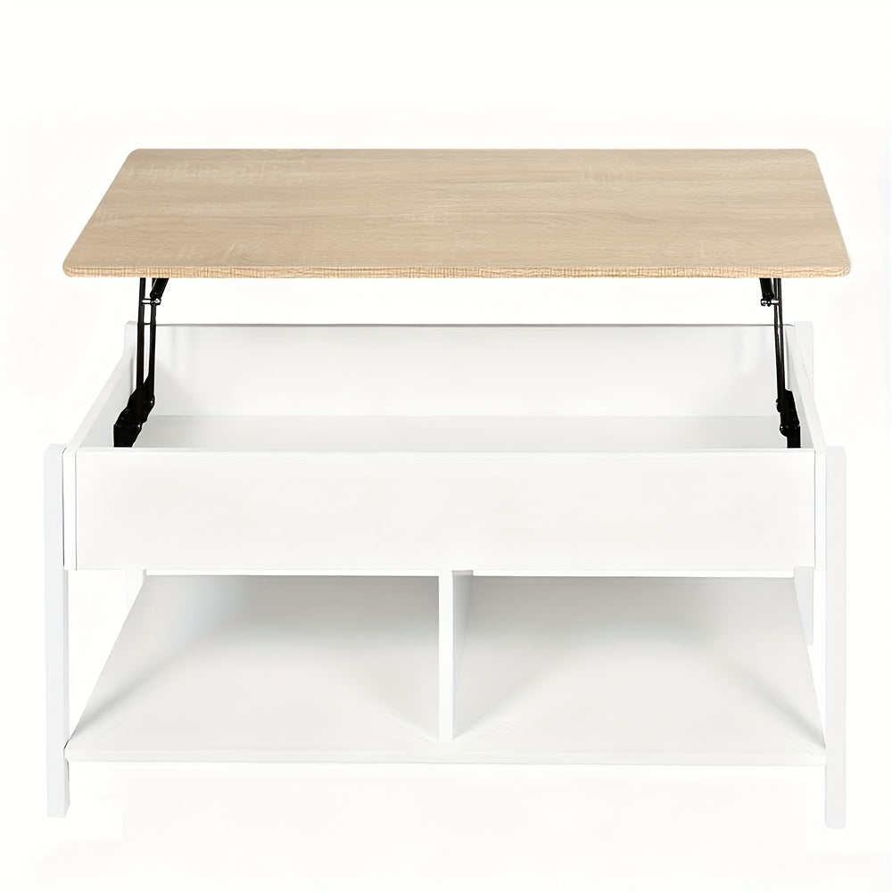 Salontafel Verstelbaar – Bijzettafel – Koffietafel – Hoogte Verstelbaar – Woonkamertafel – Multifunctioneel – Met 3-lagen Opbergruimte – Modern Europees Design – 90x48x62 cm – Sterk en Ruimtebesparend