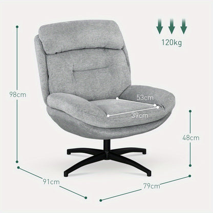 Loungestoel – Fauteuil – Draaifauteuil – Relaxstoel – Armstoel – Waterafstotende Chenille – Zachte Bekleding – Geïntegreerde Armleuningen