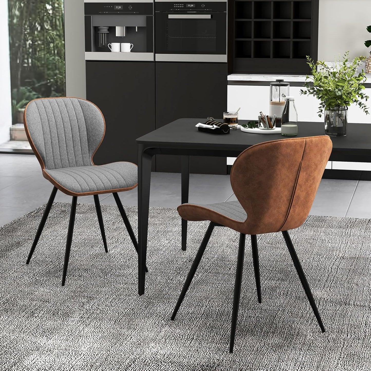 Eetkamerstoelen – Keukenstoelen – Stoelen Set – Vergaderstoelen – Moderne Stoelen – Ergonomische Rugleuning – Stevig Metalen Frame 150 Kg
