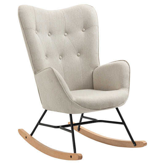 Chaise Lounge Beige – Loungestoel – Ligstoel – Relaxfauteuil – Zithoek – Modern Design – Stevig Metalen Frame – Compacte Afmetingen 68x84x99,5 cm