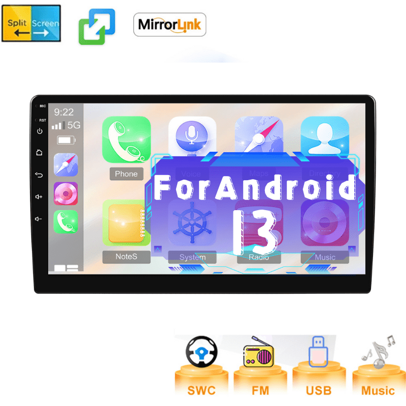 Autoradio Touchscreen – Double DIN Autoradio – Auto Multimedia Speler – Car Audio Systeem – GPS Navigatie – 9 Inch HD Scherm – Android Compatibel Met Mirror Link & WiFi