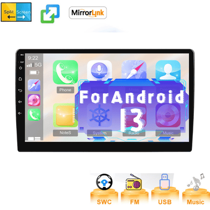 Autoradio Touchscreen – Double DIN Autoradio – Auto Multimedia Speler – Car Audio Systeem – GPS Navigatie – 9 Inch HD Scherm – Android Compatibel Met Mirror Link & WiFi