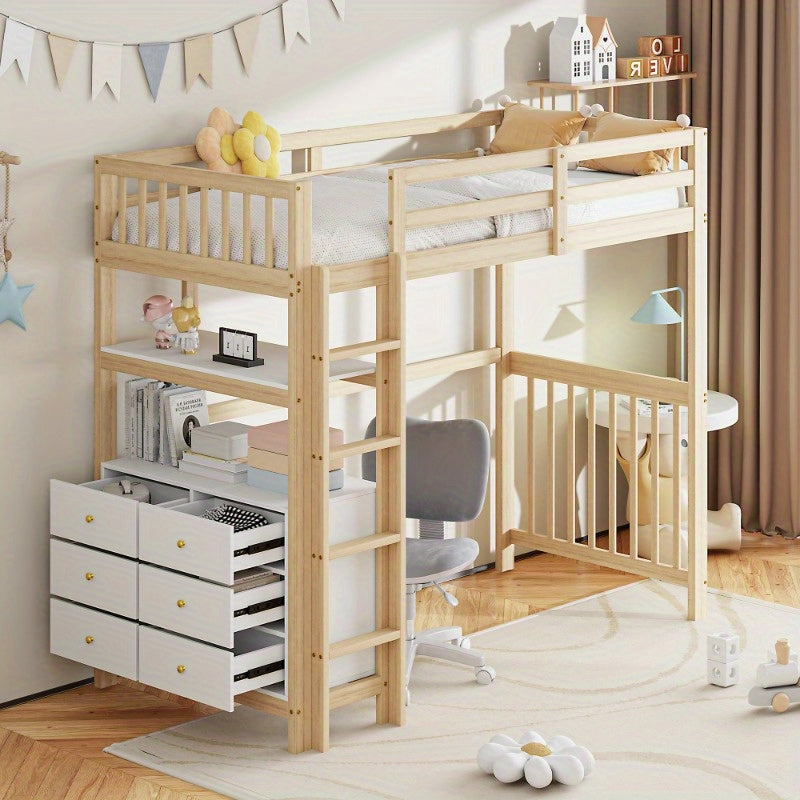 Halfhoogslaper – Hoogslaper – Bedbank – Stapelbed – Bedframe – Met Veiligheidsladder & Opberglades – Metaal Frame 90x200 cm – Ruimtebesparend & Stevig