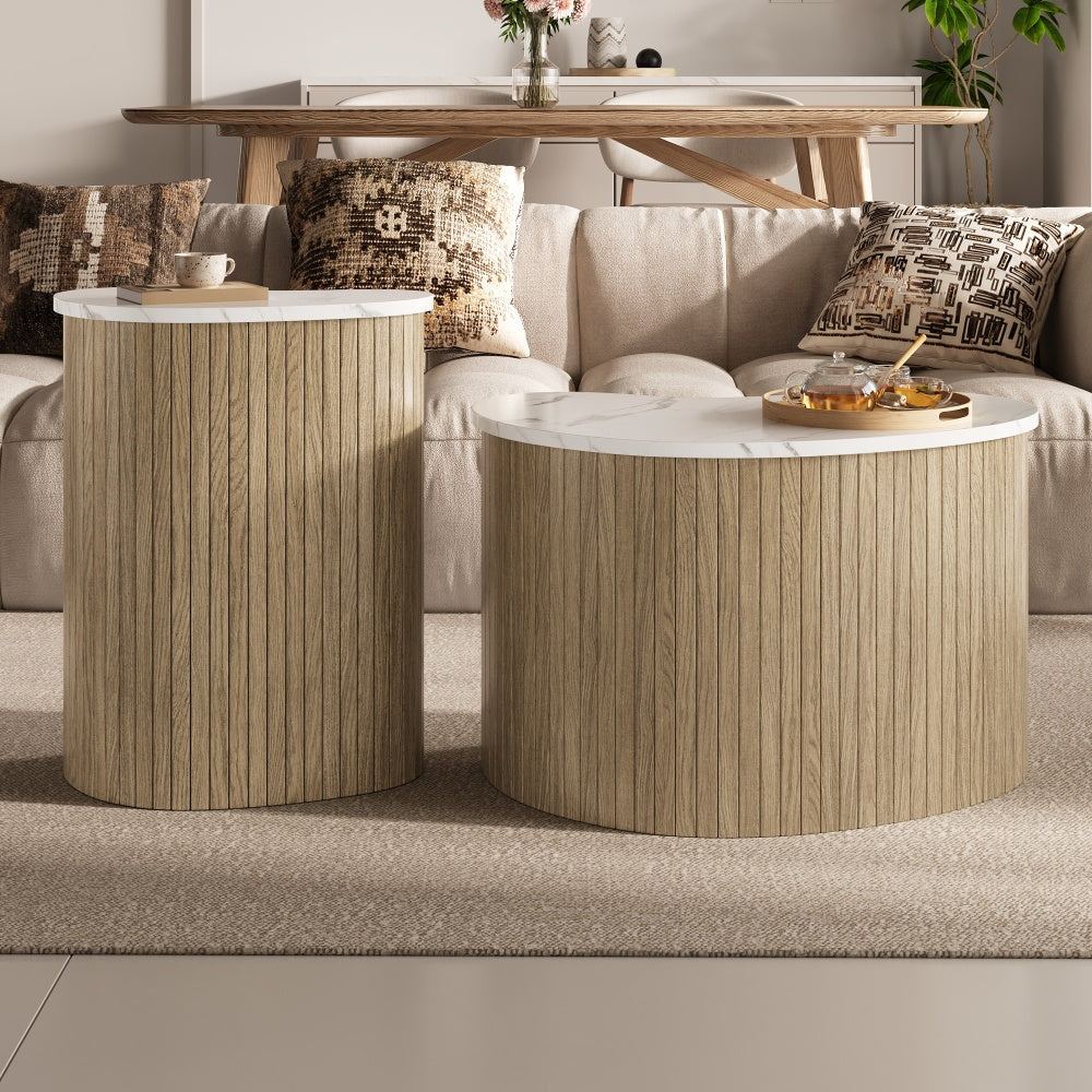 Modern Minimalist Coffee Table with Marble Top & Wood Grain - Marble Texture Tabletop, Assembly, Metal Frame Suitable for Living Room, Office, Small Spaces - Space-Saving Multi-Functional Furniture