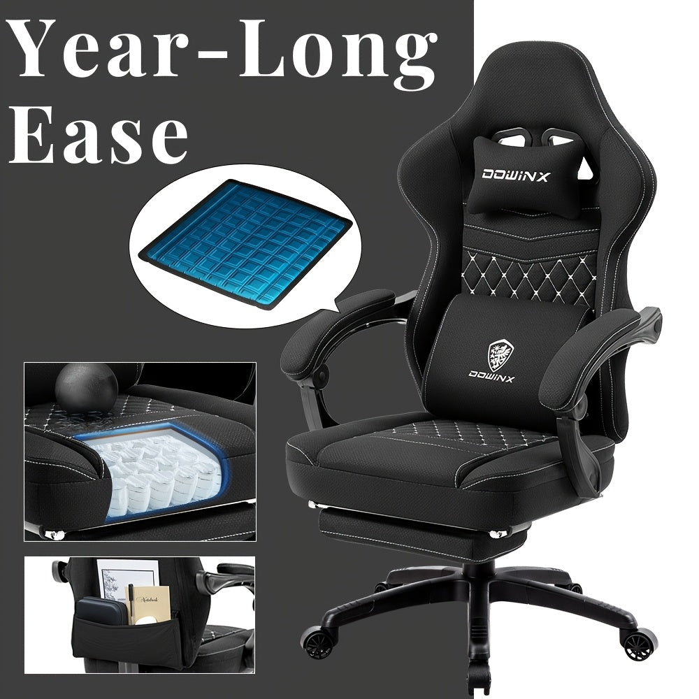 Gamingstoel – Gamestoel – Gaming Chair – Game Stoel – Bureaustoel – Verstelbaar – Met Memory Foam & Schommelfunctie – Zwart
