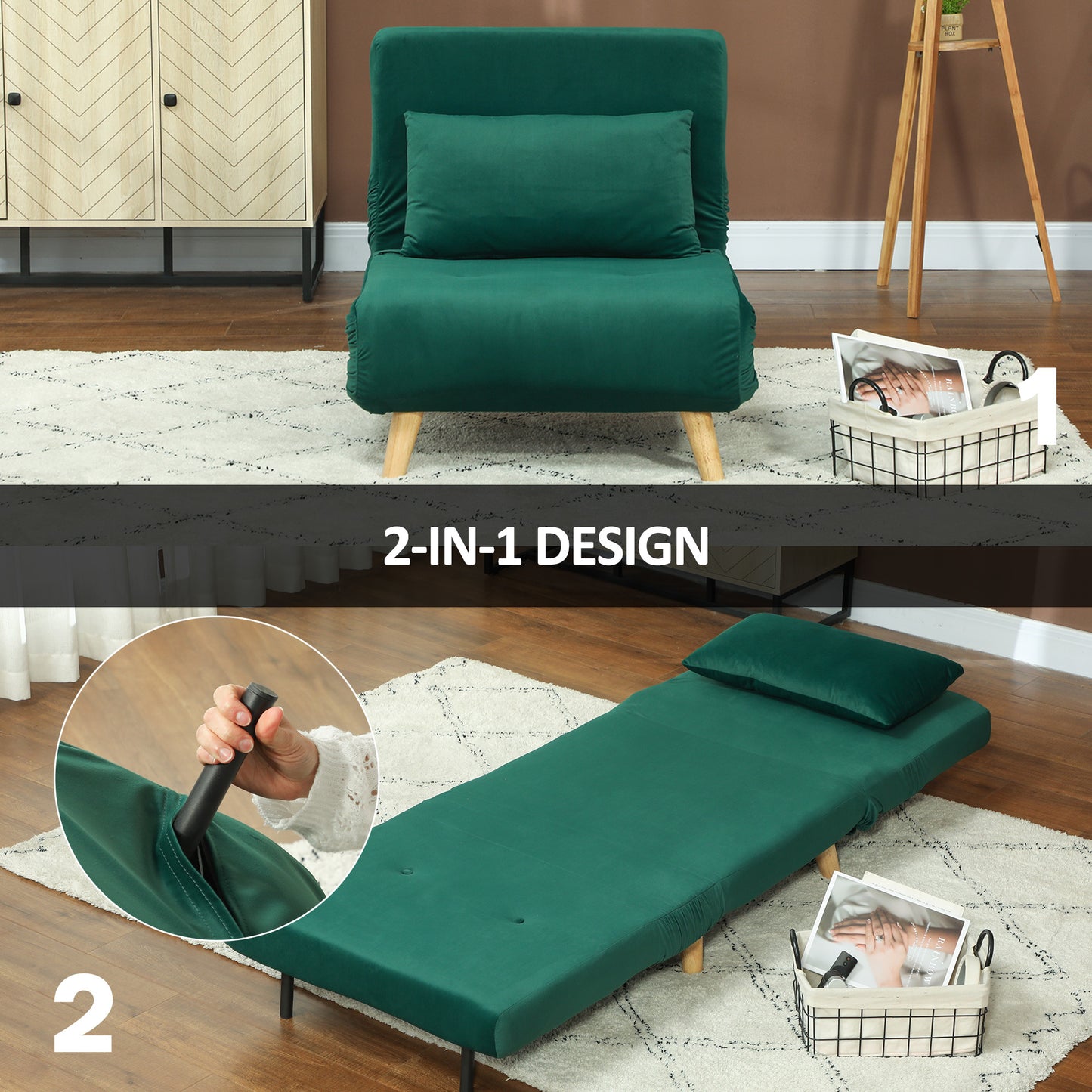 Relaxfauteuil – Slaapfauteuil – Relaxstoel – Ligstoel – Donkergroen – Verstelbare Rugleuning – Stevig Metalen Frame tot 120 kg