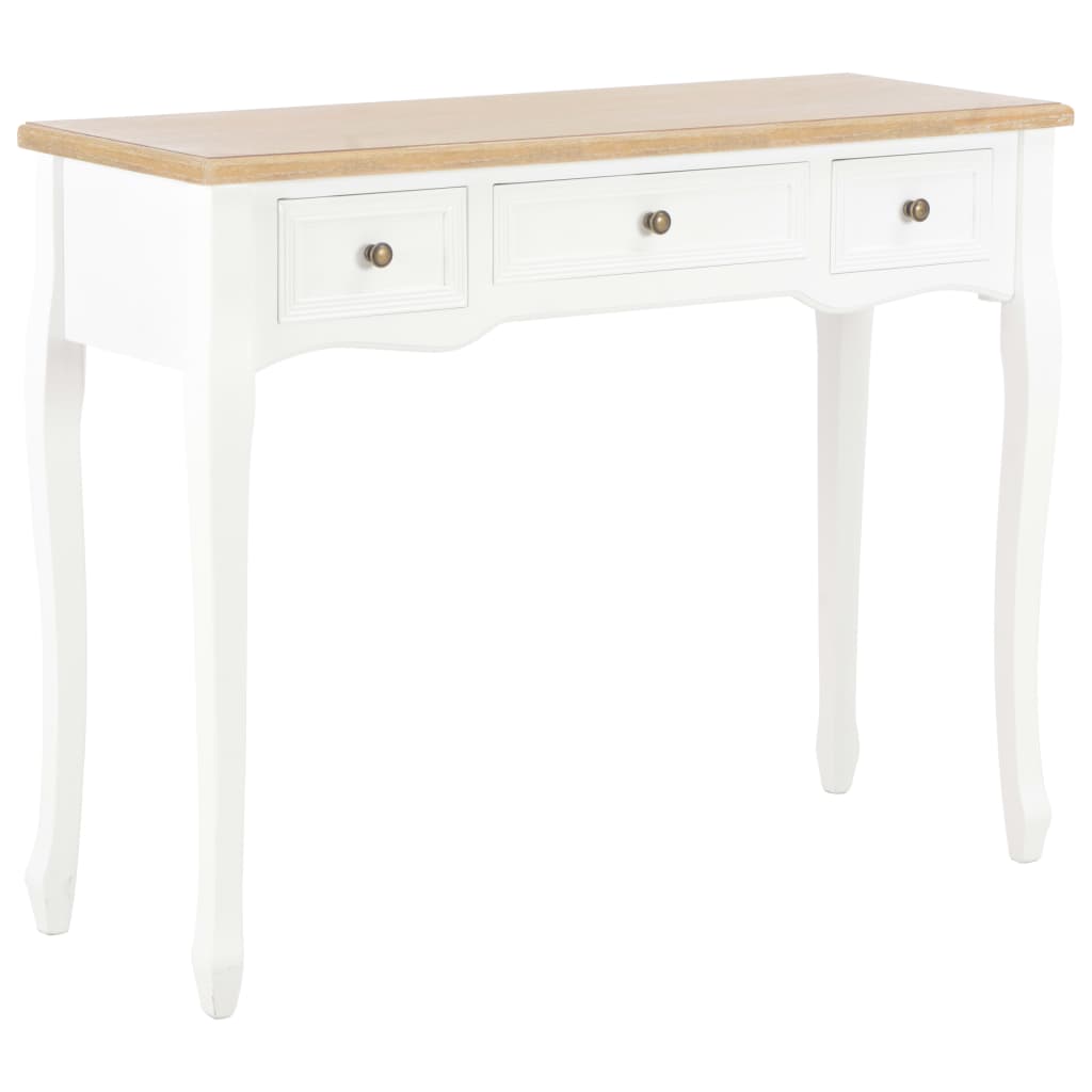 Witte Console Tafel – Sidetable – Haltafel – Bijzettafel – Bureau – 3 Ruime Laden – Stevige MDF Massief Houten Constructie