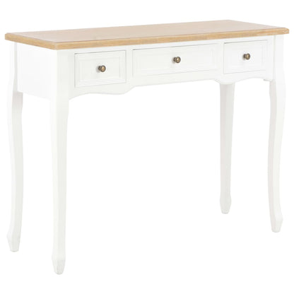 Witte Console Tafel – Sidetable – Haltafel – Bijzettafel – Bureau – 3 Ruime Laden – Stevige MDF Massief Houten Constructie