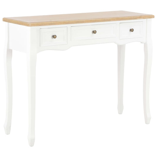 Witte Console Tafel – Sidetable – Haltafel – Bijzettafel – Bureau – 3 Ruime Laden – Stevige MDF Massief Houten Constructie