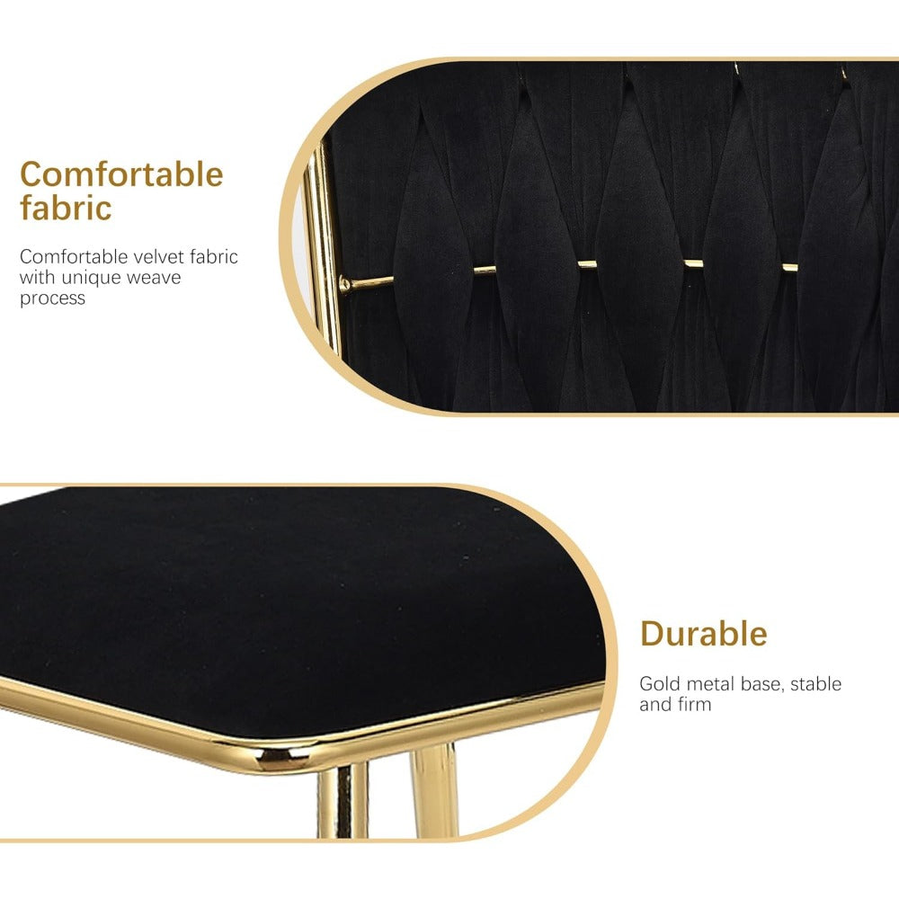 Eetkamerstoel – Keukenstoel – Kuipstoel – Stoel – Modern – Set van 2 – Zachte Velvet Bekleding – Gouden Metalen Poten