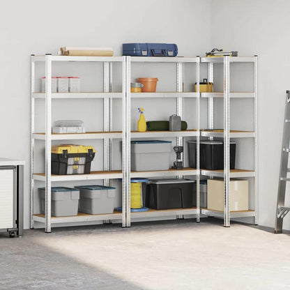 Opbergrek – Opbergkast – Stellingkast – Opbergrekken – Stellingrek – 5 Laags – Set Van 3 – Staal En Hout