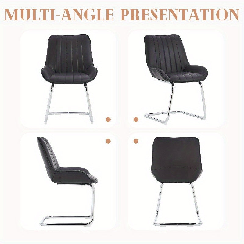 Eetkamerstoel – Stoel – Draaistoel – Armstoel – Zithoekstoel – 2-pack Rode Kunstleren Stoelen – Zachte Veerbekleding – Metalen Stevig Frame