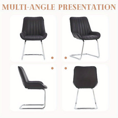 Eetkamerstoel – Stoel – Draaistoel – Armstoel – Zithoekstoel – 2-pack Rode Kunstleren Stoelen – Zachte Veerbekleding – Metalen Stevig Frame