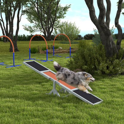 Agility Wip Honden – Dog Swing – Hondenwip – Agility Balans – Trainingswip – Grijs – Duurzaam Dennenhout – Antislip Oppervlak – 180 x 30 x 30 cm
