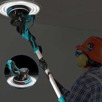 Gedeeltenschuurmachine – Drywall Sander – Wand- en Vloerschuurmachine – Multischuurmachine – Handpalmschuurmachine – Elektrisch – Incl. Stofafzuiging & LED-Verlichting – Verstelbare Opvouwbare Handgreep