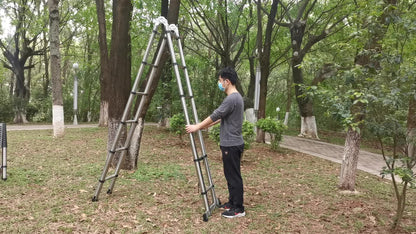Telescopische Ladder – Inklapbare Ladder – Uitschuifbare Ladder – A-Frame Ladder – Vouwladder – 5 Meter Hoogte – Roestvrij Staal