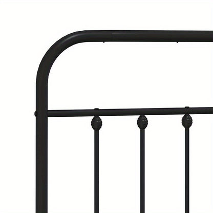 Modern Black Metal Bed Frame with Headboard, 193x203cm, Powder-Coated Steel for Strength & Stability, Minimalist Design for Contemporary Bedrooms