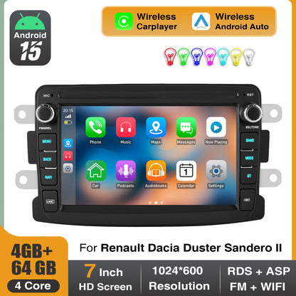 Multifunctionele Auto Radio – Autoradio – Multimedia Speler – Navigatiesysteem – Touchscreen Radio – 7 Inch HD Scherm – Android 15 OS – Draadloze CarPlay & Android Auto