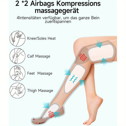 Beenmassage – Beenmassager – Beentherapie – Beenontspanner – Massagetoestel Zwart – 6 Massageprogramma’s – Warmtefunctie Met 2 Niveaus