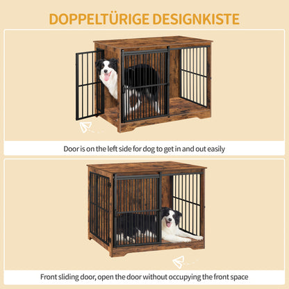 Heavy-Duty Dog Crate Furniture - Dual-Purpose Pet Cage & Side Table with Reinforced Sliding Doors, Spacious Interior for Large Dogs up to 100kg/220lbs, Sturdy Metal Construction, Modern design for Living Room, Bedroom, Office