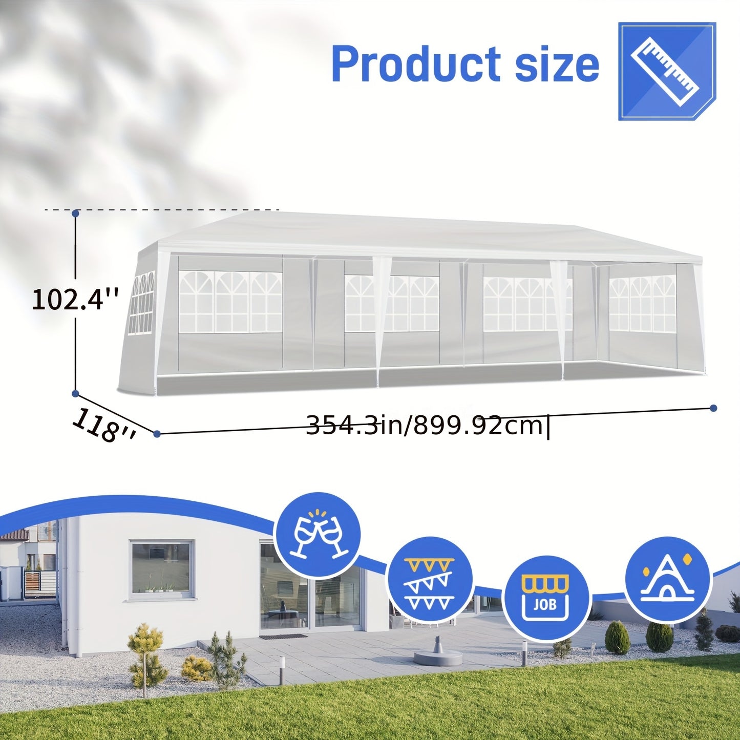 Pergola – Overkapping – Tent – Zonwering – Kiosk – 3,05x9,14 m – Stevig IJzeren Frame – Waterafstotend PE Doek