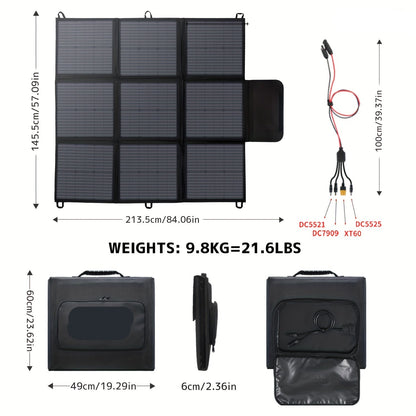 Draagbaar Zonnepaneel – Opvouwbaar Zonnepaneel – Camping Zonnepaneel – Mobiel Zonnepaneel – 400W Vermogen – Monokristallijn - QUORE