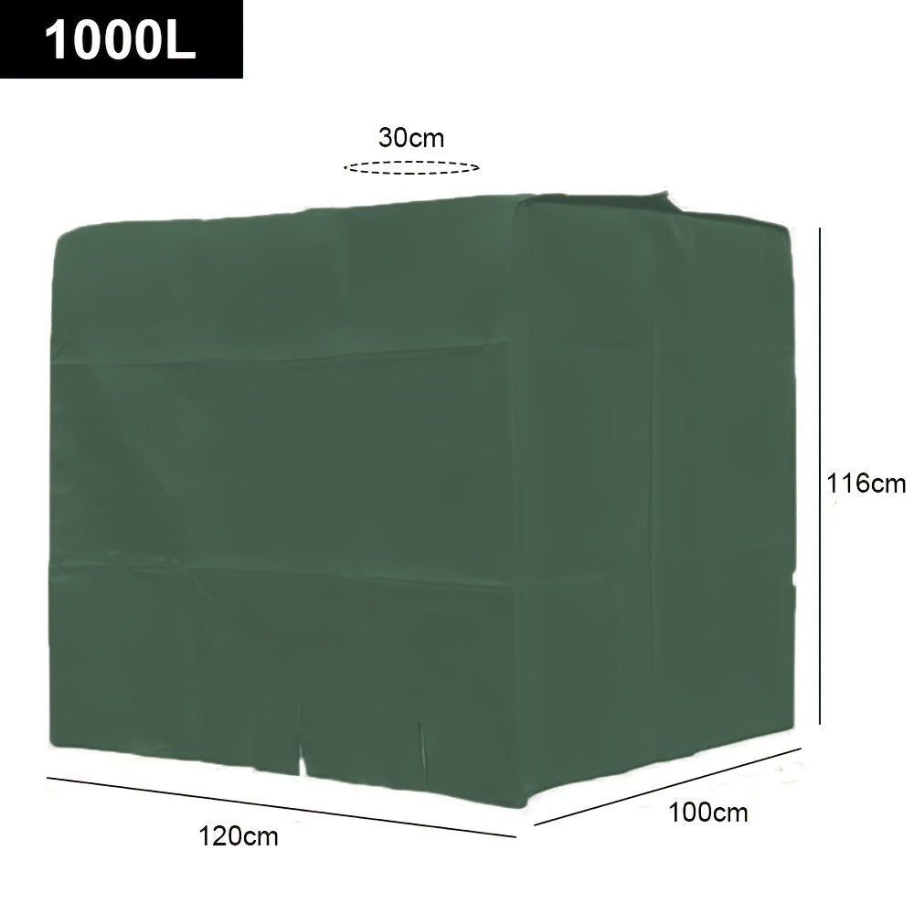 1pc IBC Tankhoes & Buitenemmer Cover – Zwart/Groen, Geschikt voor 600L & 1000L Vaten, Met Rits en Elastisch Koord, 120×100×116 / 120×80×100 cm